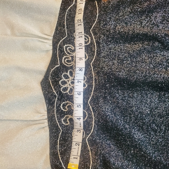 Vintage 1970 dico glitter dress with flutter wings, maxi. Sz 14, shoulders 28, w - Picture 3 of 9